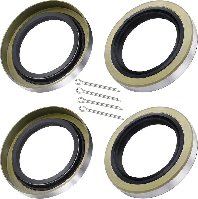 TiciKim 4Pcs Trailer Axle Hub Wheel Grease Seals with 4Pcs Cotter Pins Replace for Dexter 010-019-00 (10-19) Transcom 171255TB National 473336, ID 1.719'' x OD 2.565'' Double Lip Seals, 3500 lbs #84 Spindle - Image 1